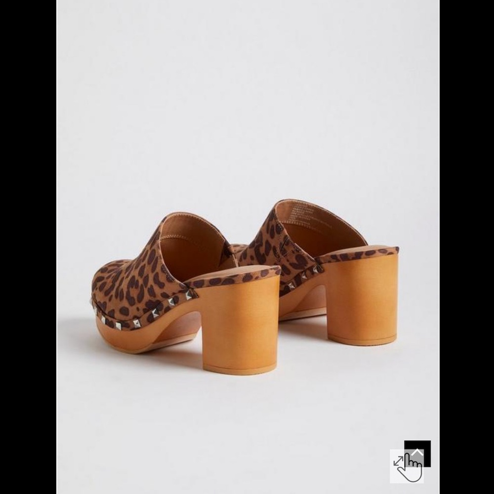 Torrid leopard platform wooden mule